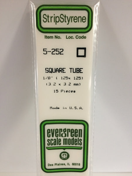 252 - .125" (3.2mm) OPAQUE WHITE POLYSTYRENE SQUARE TUBING