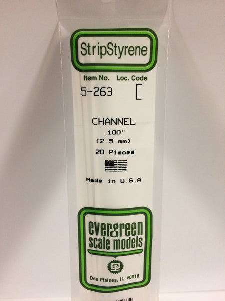 263 - .100" (2.5mm) OPAQUE WHITE POLYSTYRENE CHANNEL