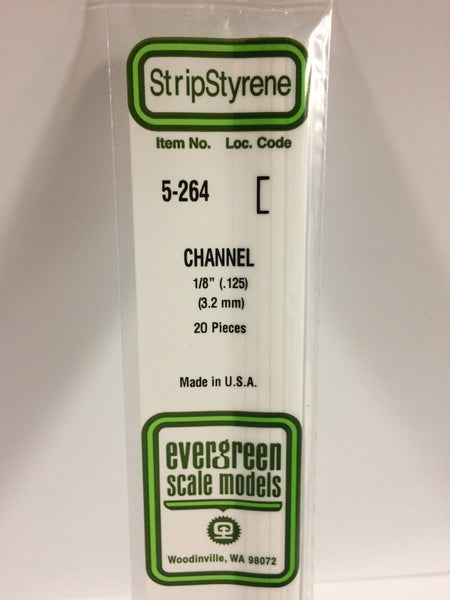 264 - .125"  (3.2mm) OPAQUE WHITE POLYSTYRENE CHANNEL