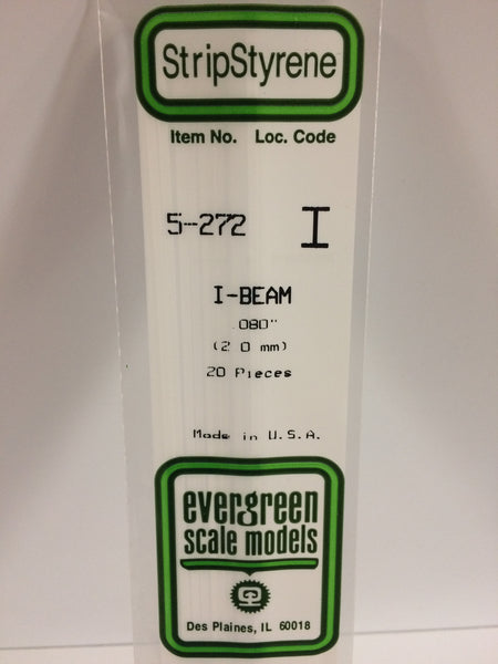 272 - 080"  (2.0mm) OPAQUE WHITE POLYSTYRENE I-BEAM