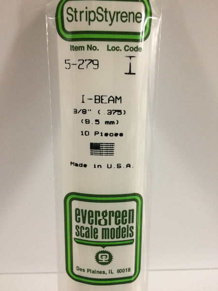 279 - .375"  (9.5mm) OPAQUE WHITE POLYSTYRENE I-BEAM