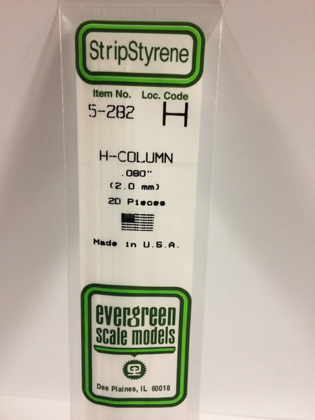 282 - .080"  (2.0mm) OPAQUE WHITE POLYSTYRENE H - COLUMN