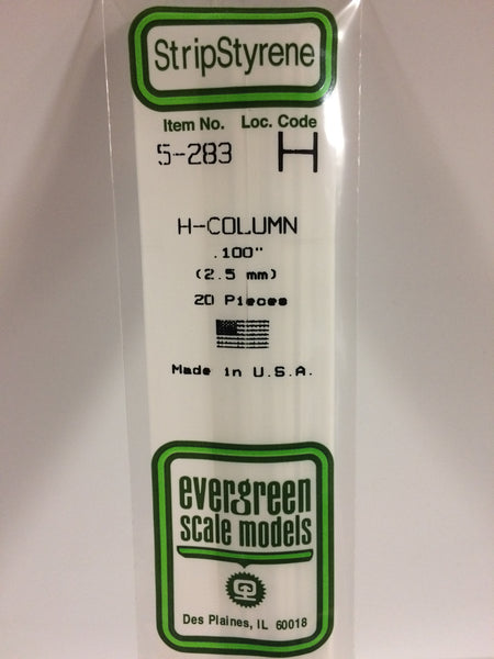 283 - .100"  (2.5mm) OPAQUE WHITE POLYSTYRENE H - COLUMN