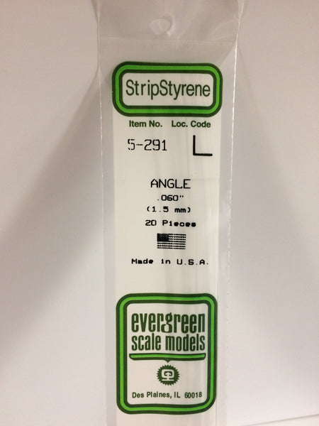 291 - .060"  (1.5mm) OPAQUE WHITE POLYSTYRENE ANGLE