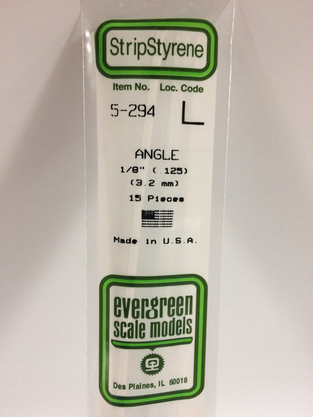 294 - .125"  (3.2mm) OPAQUE WHITE POLYSTYRENE ANGLE