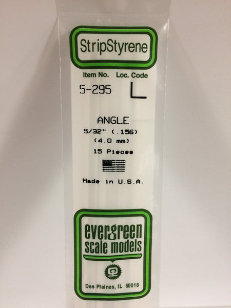 295 - .156"  (4.0mm) OPAQUE WHITE POLYSTYRENE ANGLE