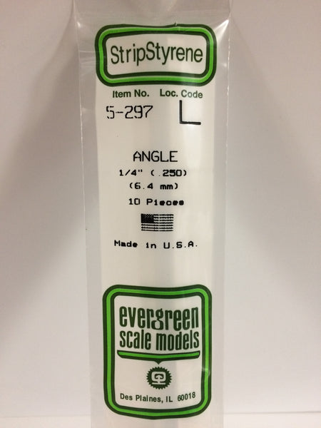 297 - .250"  (6.3mm) OPAQUE WHITE POLYSTYRENE ANGLE