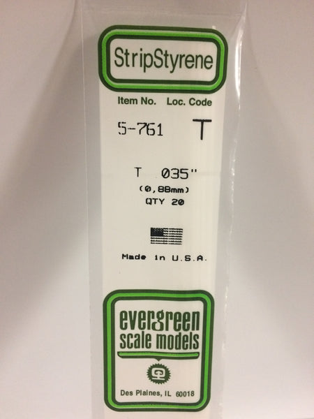 761 - .035"  (.88mm) OPAQUE WHITE POLYSTYRENE T SHAPE