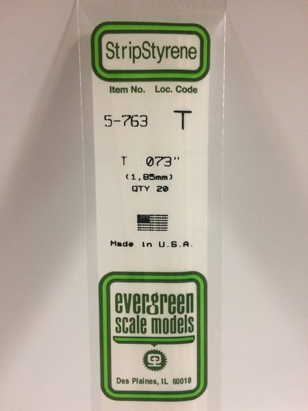 763 - .073"  (1.85mm) OPAQUE WHITE POLYSTYRENE T SHAPE