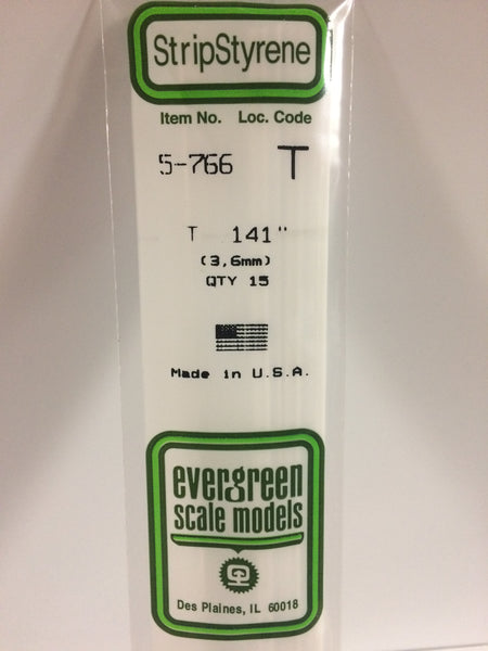 766 - .141"  (3.6mm) OPAQUE WHITE POLYSTYRENE T SHAPE
