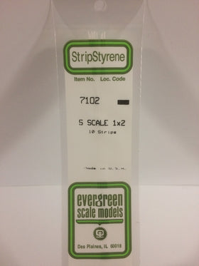7102 - .015" X .031" OPAQUE WHITE POLYSTYRENE S SCALE STRIPS ( 1 X 2 )