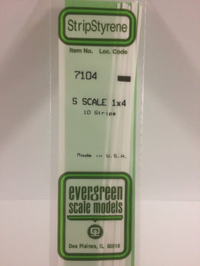 7104 - .015" X .062" OPAQUE WHITE POLYSTYRENE S SCALE STRIPS ( 1 X 4 )