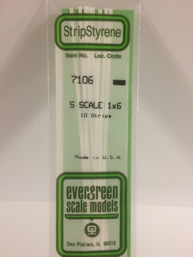 7106 - .015" X .093" OPAQUE WHITE POLYSTYRENE S SCALE STRIPS ( 1 X 6 )