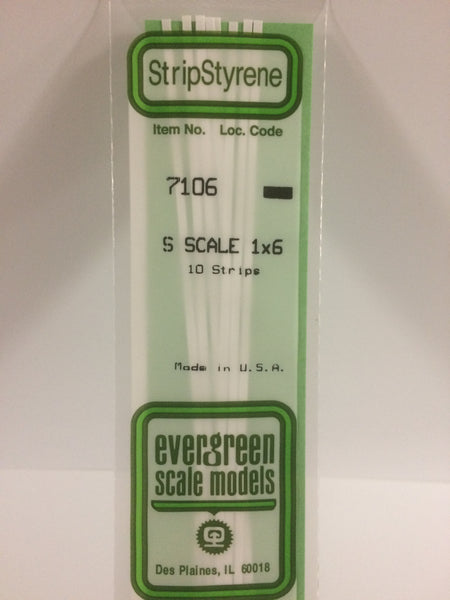 7106 - .015" X .093" OPAQUE WHITE POLYSTYRENE S SCALE STRIPS ( 1 X 6 )