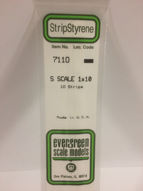 7110 - .015" X .156" OPAQUE WHITE POLYSTYRENE S SCALE STRIPS (1X10)