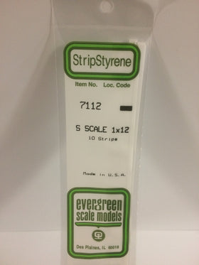 7112 - .015" X .188" OPAQUE WHITE POLYSTYRENE S SCALE STRIPS (1X12)