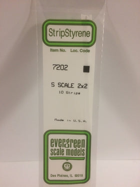 7202 - .030" X .030" OPAQUE WHITE POLYSTYRENE S SCALE STRIPS (2X2)