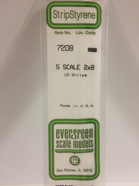7208 - .030" X .125" OPAQUE WHITE POLYSTYRENE S SCALE STRIPS (2 X 8)