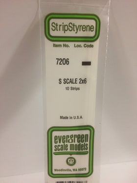 7206 - .030" X .093" OPAQUE WHITE POLYSTYRENE S SCALE STRIPS (2 X 6)