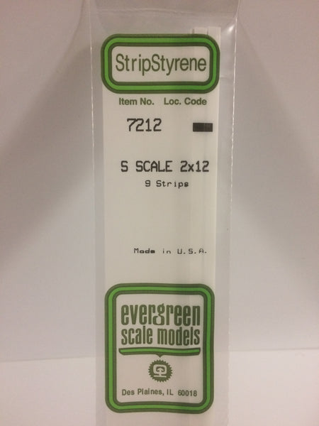 7212 - .030" X .188" OPAQUE WHITE POLYSTYRENE S SCALE STRIPS (2X12)