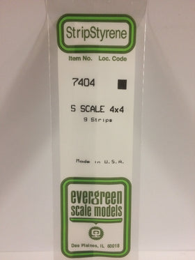 7404 - .062" X .062" OPAQUE WHITE POLYSTYRENE S SCALE STRIPS (4X4)