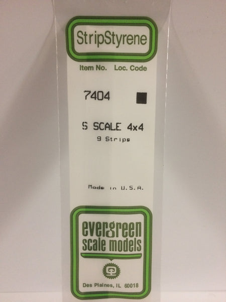 7404 - .062" X .062" OPAQUE WHITE POLYSTYRENE S SCALE STRIPS (4X4)