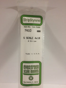 7410 - .062" X .156" OPAQUE WHITE POLYSTYRENE S SCALE STRIPS (4X10)