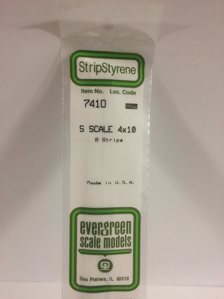 7410 - .062" X .156" OPAQUE WHITE POLYSTYRENE S SCALE STRIPS (4X10)