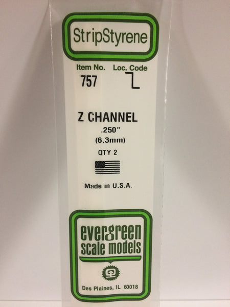757 - .250"  (6.3mm) OPAQUE WHITE POLYSTYRENE Z CHANNEL