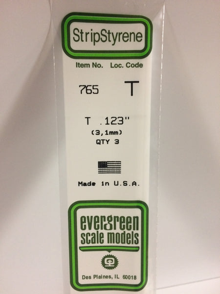 765 - .123"  (3.1mm) OPAQUE WHITE POLYSTYRENE T SHAPE