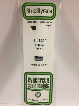 766 - .141"  (3.6mm) OPAQUE WHITE POLYSTYRENE T SHAPE
