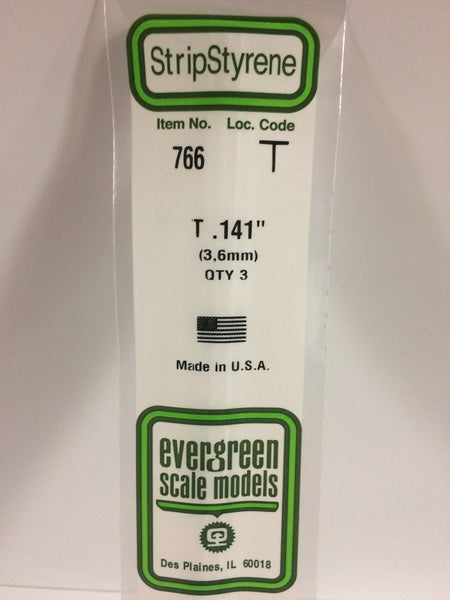 766 - .141"  (3.6mm) OPAQUE WHITE POLYSTYRENE T SHAPE