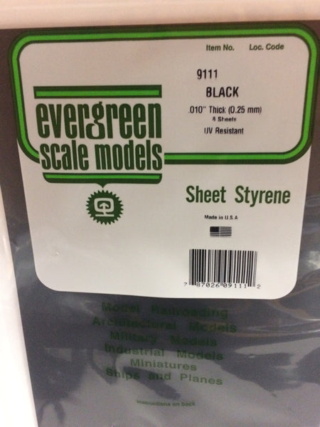 9511 - .010" (.25mm) PLAIN OPAQUE BLACK POLYSTYRENE SHEET