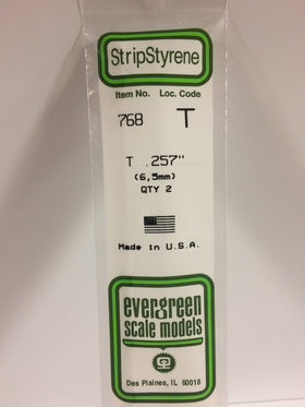 768 - .257"  (6.5mm) OPAQUE WHITE POLYSTYRENE T SHAPE