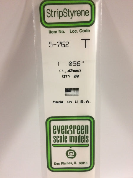 762 - .056"  (1.42mm) OPAQUE WHITE POLYSTYRENE T SHAPE